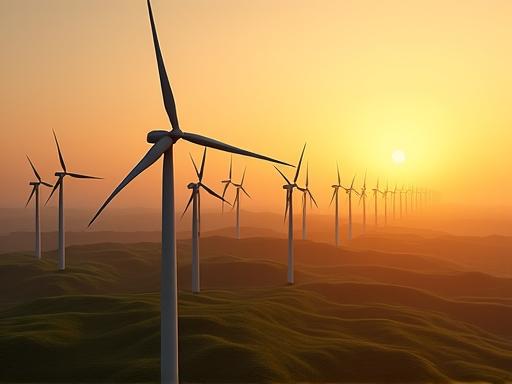 Parc éolien avec des turbines dotées de pales en matériaux composites avancés